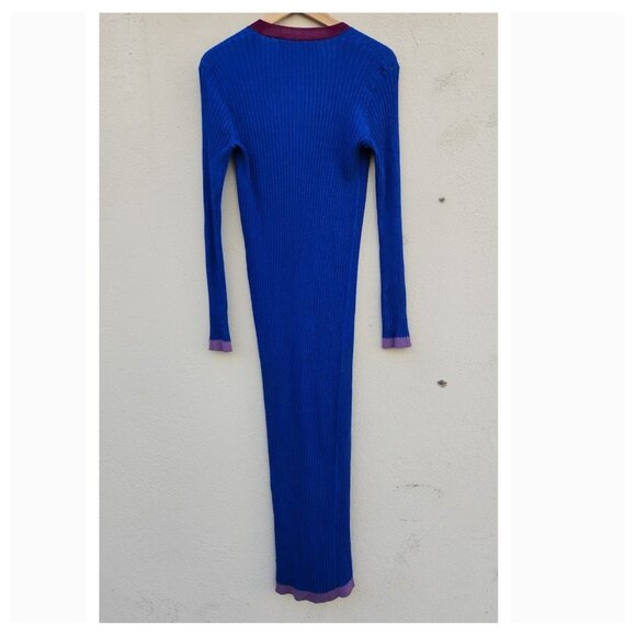 ZARA Cobalt Metallic Ribbed Cardigan Dress - Picture 3 of 8